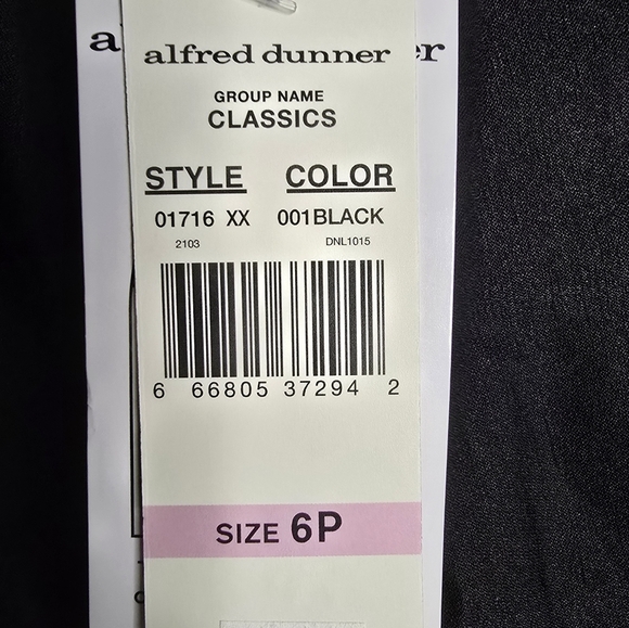 NWT Alfred Dunner Black Pull On Pants With Pockets Women Size 6 Petite - Picture 3 of 6